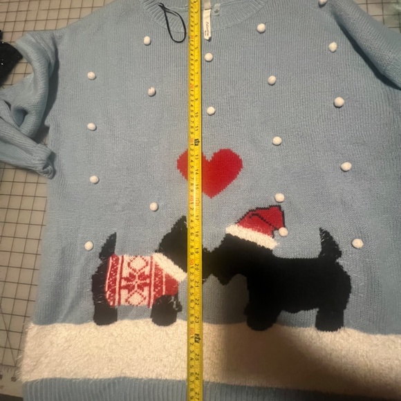 Ugly Christmas  Sweater  Collection Woman 1X Plus Scotty Dogs Blue snow pomp pom - Picture 14 of 14